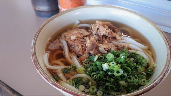 駅のホームのかしわうどん